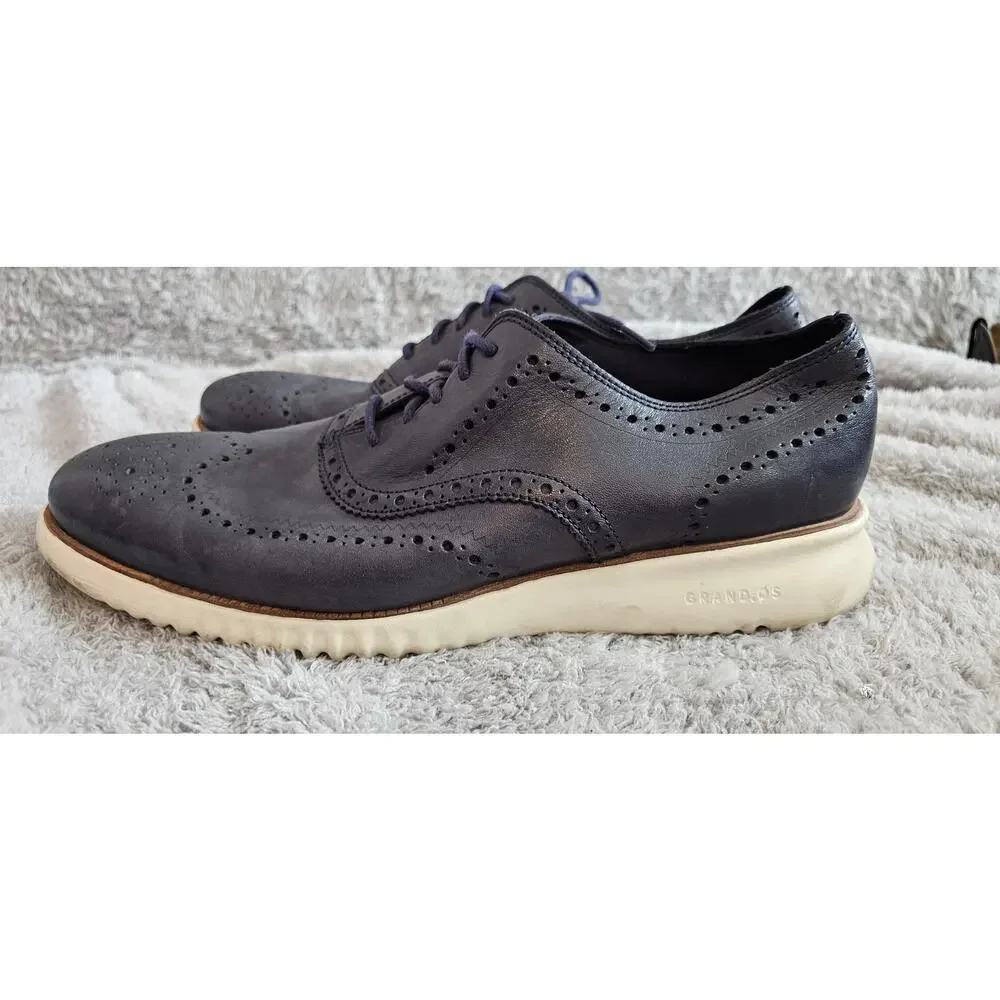 Cole Haan Zerogrand Wing Tip Work Leather Lace Up Oxford Shoes Men Size 13M Navy